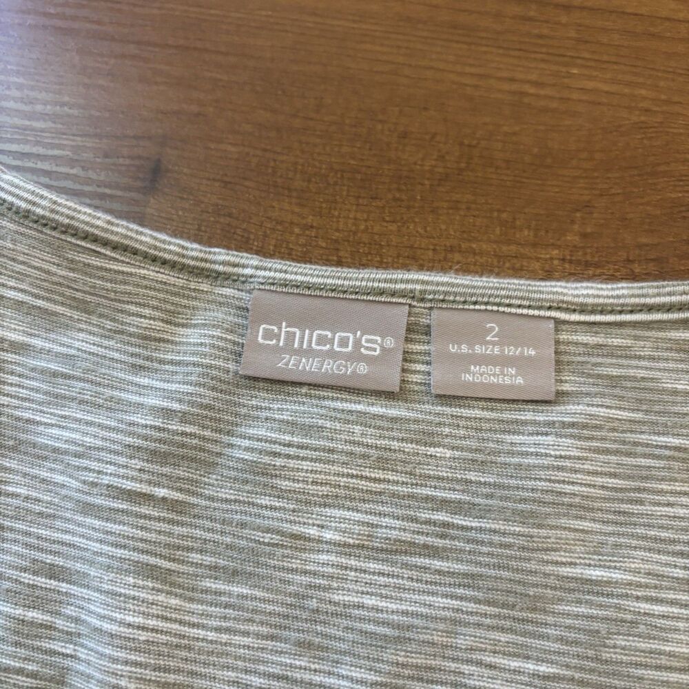 Chico's Zenergy Cotton Maxi Dress Size 2 Large 12 14 Striped Short Sleeve Pocket - Picture 7 of 8